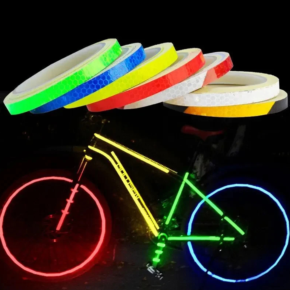 Cycling Gear Helmet - 1cmx8m Bike Stickers Reflective Tape Fluorescent